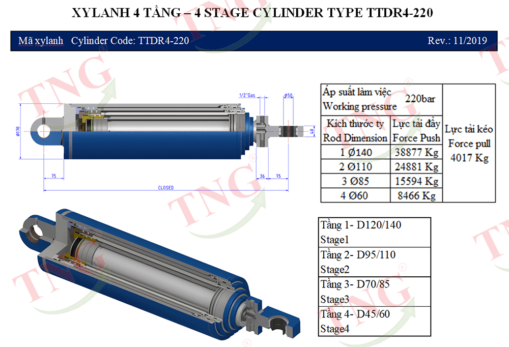 Xilanh nhiều tầng TTDR-150