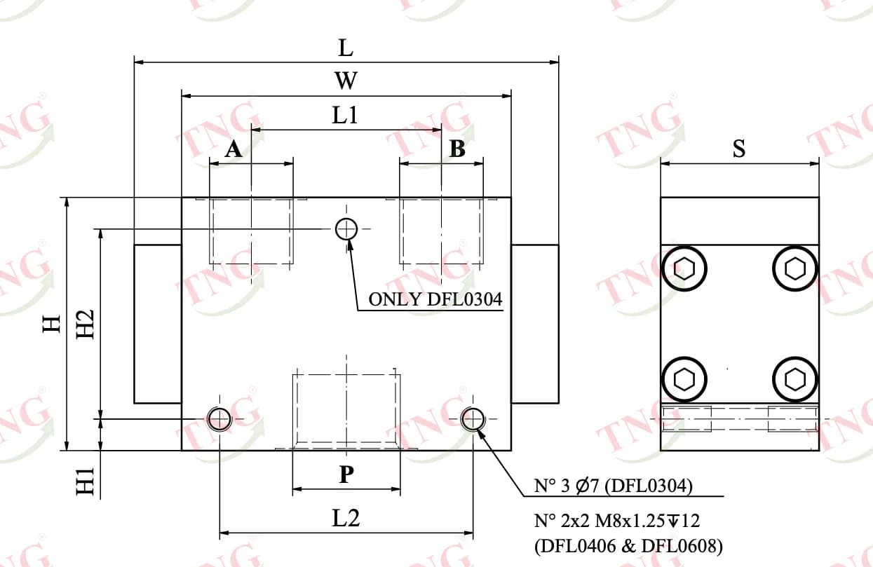 Bảng tra kích thước: Thông số & kích thước DFL
