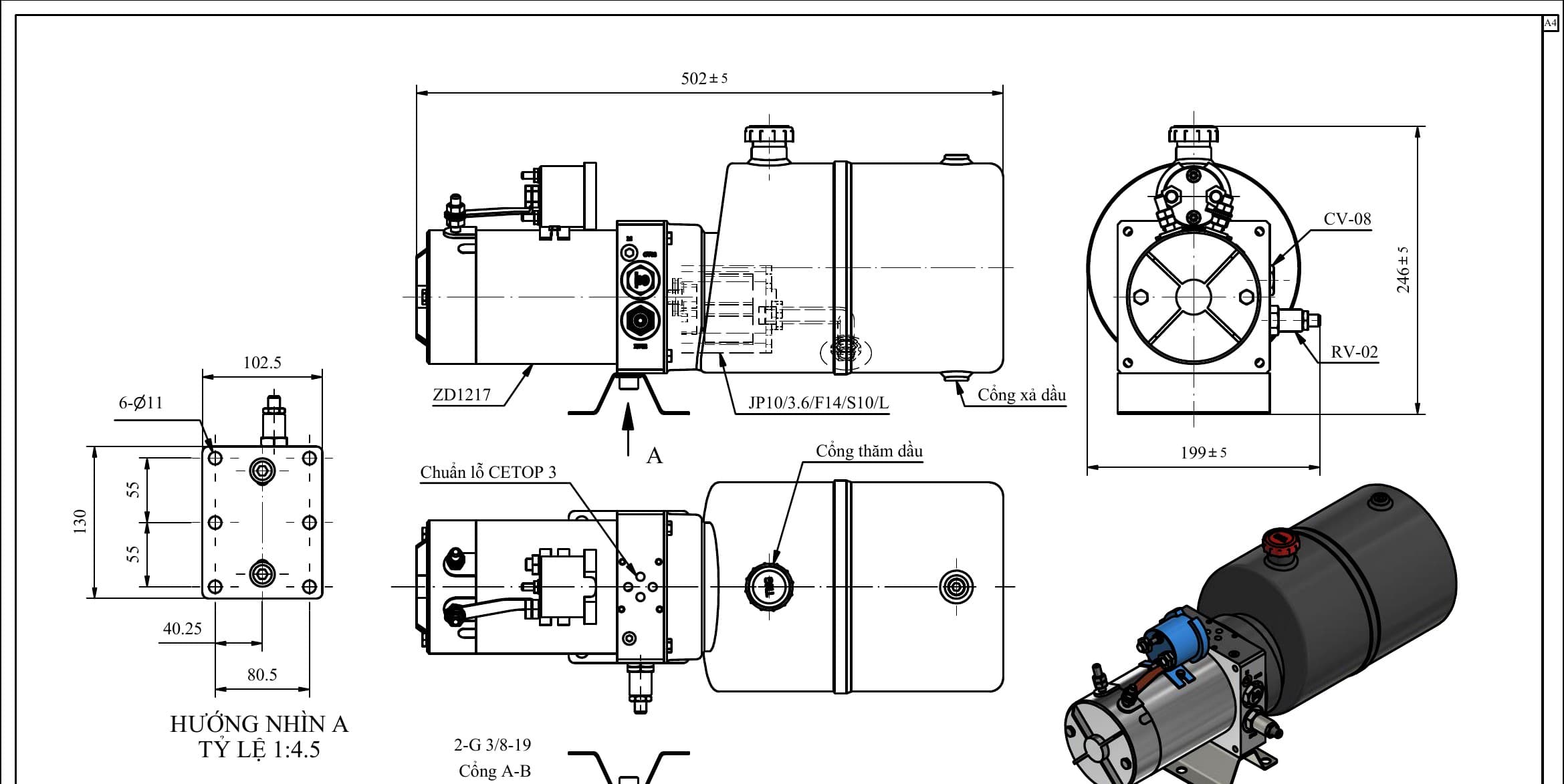 Bảng tra kích thước: Kích thước tổng thể
